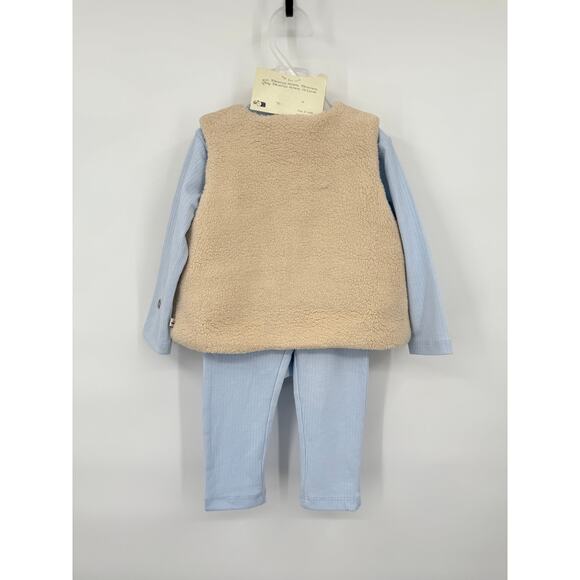 NWT Petite Mason X NONO Infant 3 Piece Set Top Bottoms Teddy Sherpa Vest 12M - Picture 5 of 8
